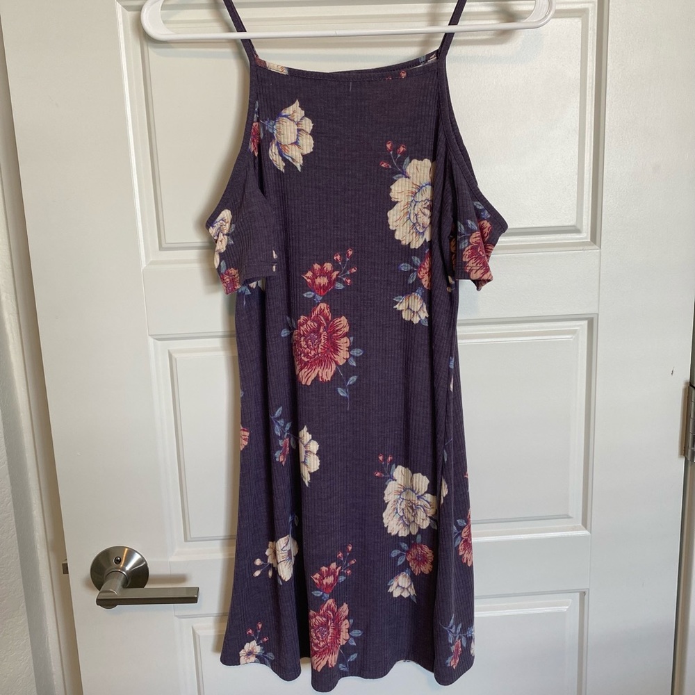 Purple floral cap sleeve dress